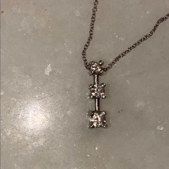 Brilliant Diamond Pendant Necklace 14k White Gold 585 Dainty 18 inch Chain Italy